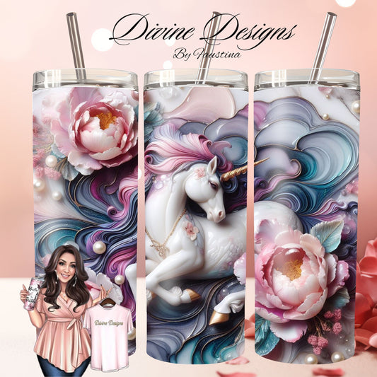 3D Unicorn 20 oz Skinny Tumbler