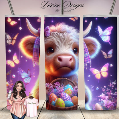 Highland Cow Easter 20 oz Skinny Tumbler