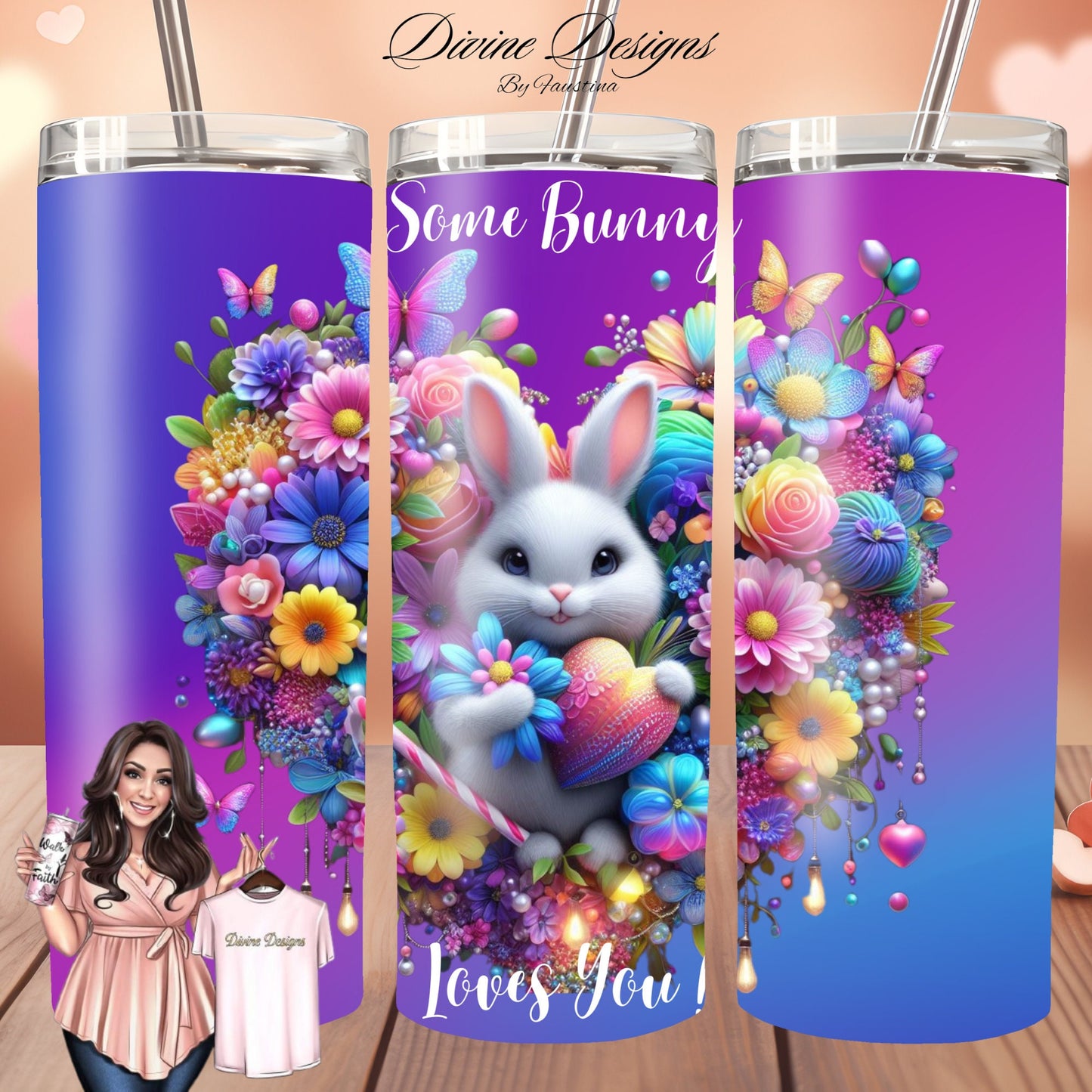 Easter Bunny 20 oz Skinny Tumbler