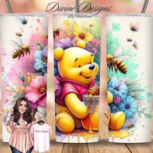 Pooh  Bear Cartoon  20 oz Skinny Tumbler