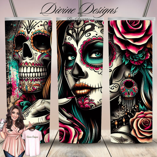 Sugar skull Lady Cinco De Mayo 20 oz Skinny Tumbler