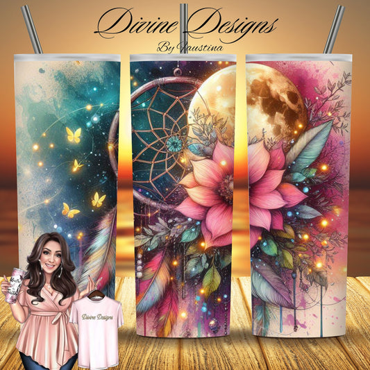 Dream catcher with flowers  20 oz Skinny Tumbler