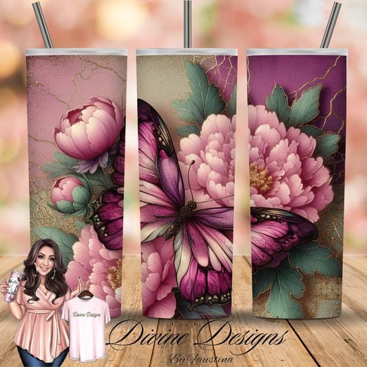 Butterfly Floral 20 oz Skinny Tumbler
