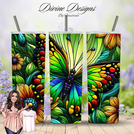 Butterfly Floral 20 oz Skinny Tumbler