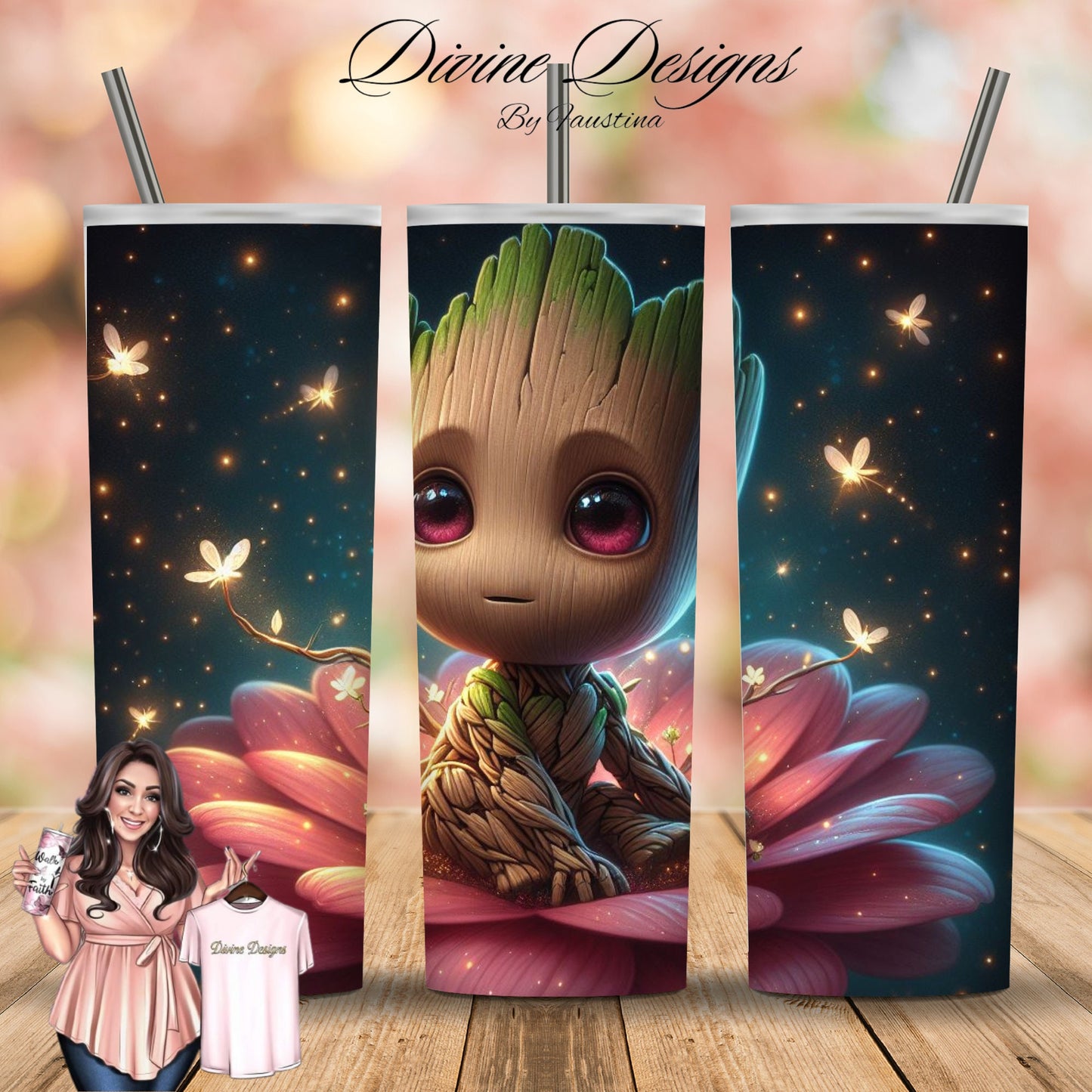 Groot Movie Character 20 oz Skinny Tumbler