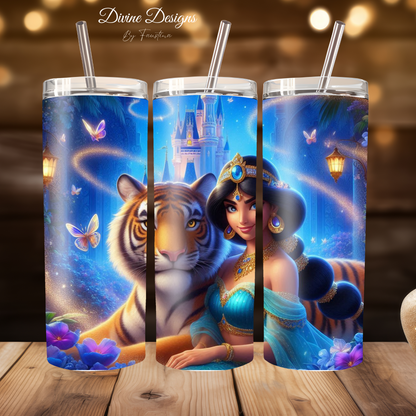 Jasmine and Raga Tumbler 20oz with lid and Straw