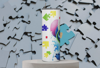 Stitch Autism 20oz Skinny Tumbler with lid and Straw