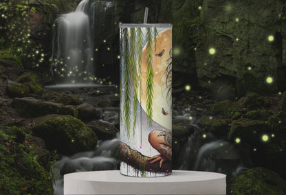 Enchanted Forest Fairy "Moonlit Whimsy" 20oz Skinny Tumbler with Straw