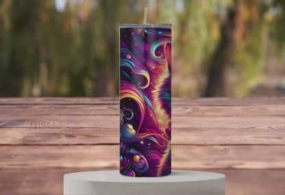 Cheshire Cat "Mad Hatter" 20oz Skinny Tumbler with Straw - Alice in Wonderland Inspired Drinkware, Vibrant & Whimsical Gift