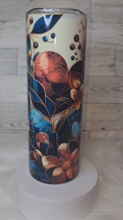 Hearts and Floral Bold Color 20oz Tumblers with lid and straw